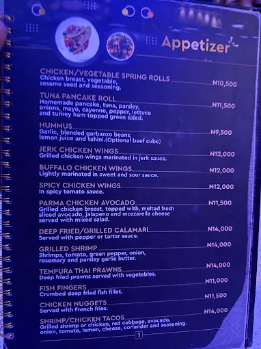 Menu page 9